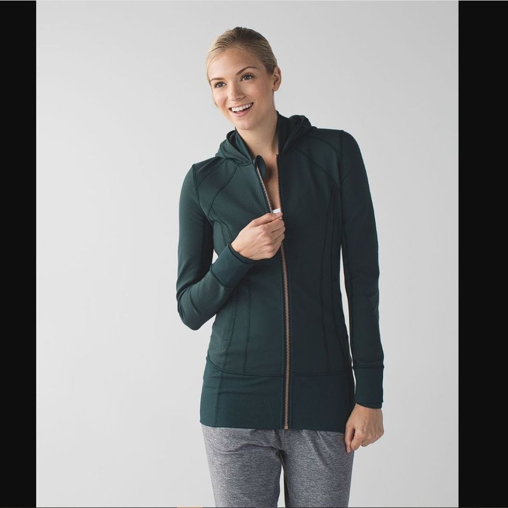 lululemon athletica Dark Green Hooded Zip Jacket